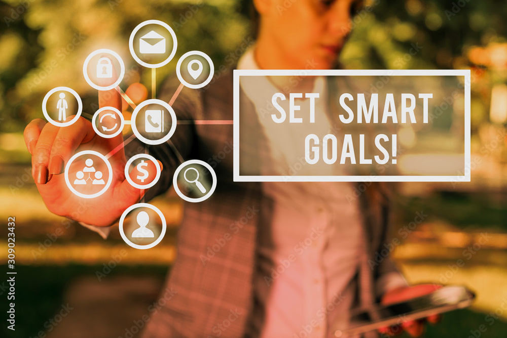 Poster handwriting text set smart goals. conceptual photo list to clarify your ideas focus efforts use time