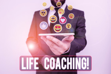 Writing note showing Life Coaching. Business concept for demonstrating employed to help showing...