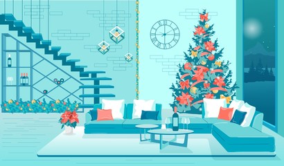 Happy New Year Modern Living Room Flat Interior