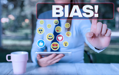 Text sign showing Bias. Business photo text inclination or prejudice for or against one...