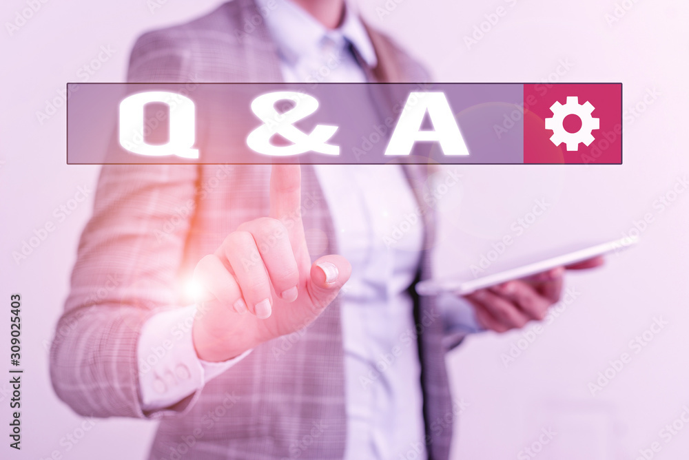 Poster conceptual hand writing showing q and a question. concept meaning in which demonstrating asks questi