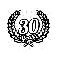 Obraz premium 30 years anniversary celebration with laurel wreath. 30th logo. Vector and illustration.