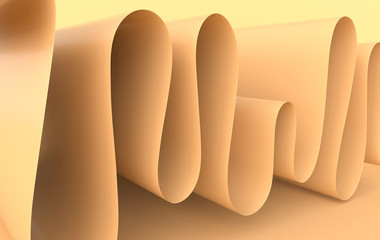 Modern paper art abstract background, 3d render paper waves. Realistic trendy craft style. Origami design template. Pastel colored wavy folds