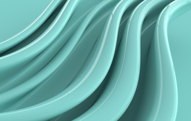 Pastel colored glossy waves 3d render. Elegant wavy background