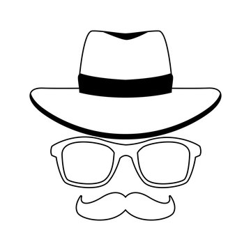 western hat with glasses and mustache icon
