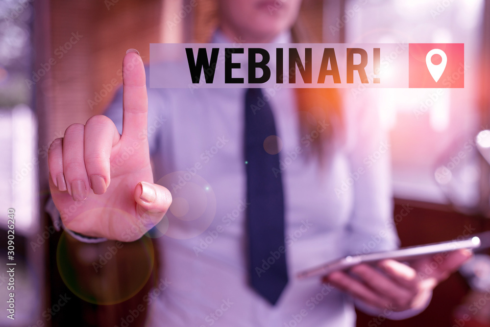Poster handwriting text writing webinar. conceptual photo seminar or other presentation types that takes pl