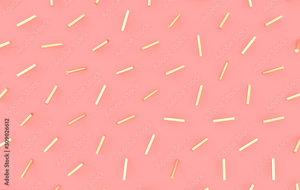 Aufkleber abstract geometric shapes. computer generated minimalistic background with golden cylinder shapes. 3