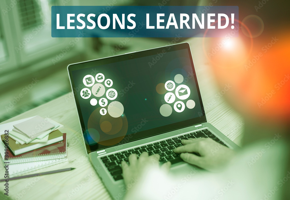 Poster text sign showing lessons learned. business photo text experiences distilled project that should act