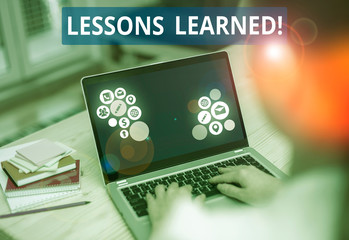 Text sign showing Lessons Learned. Business photo text experiences distilled project that should actively taken