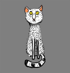 Illustration of funny white cat