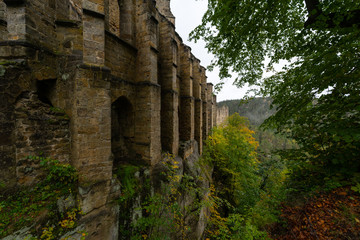 Fototapeta premium The ruins of Burg Oybin (1369) in the Zittau Mountains on the border of Germany (Saxony) with the Czech Republic.