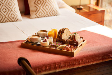 Breakfast morning coffe yogurt food toast fruit 