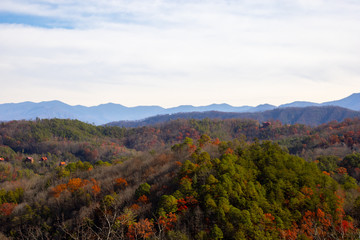 Tennessee mountains in the fall during the day with space for copy