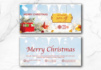 Christmas Voucher Layout with Blue Accents