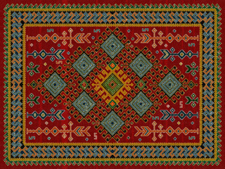 Creative abstract background. Color mandala floral style. Raster illustration. For the textile, carpet ornaments patterns Qashqai people relief