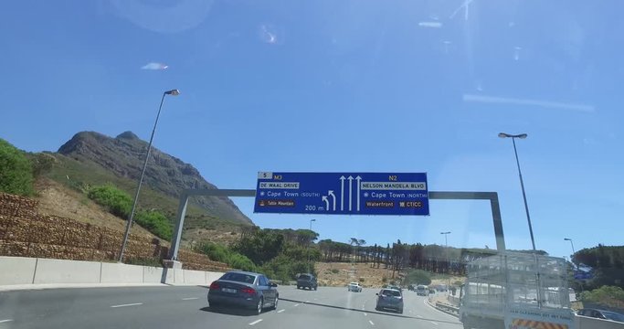 pov drive from capetown airport into city