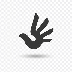 Vector Hand Logo Icon in a Flat Design. Stock vector illustration isolated on white background.