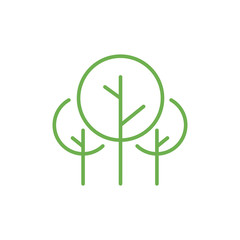 Trees illustrations. Simple icons of green plants. Stock vector illustration isolated on white background.