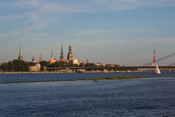 The Latvian capital  city of Riga on a sunny evening