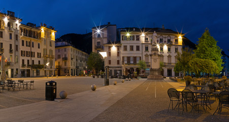 COMO, ITALY - MAY 12, 2015: The square Piazza Alessandro Volta and square at dusk.