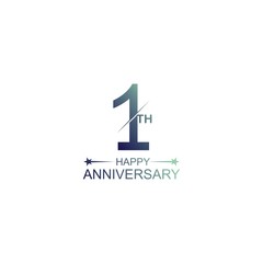 1th anniversary vector template. Design for celebration, greeting cards or print.