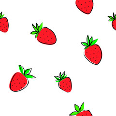 Strawberry seamless pattern. Vector illustration on transparent background. Suitable for textiles, Wallpaper, decoration for baby.