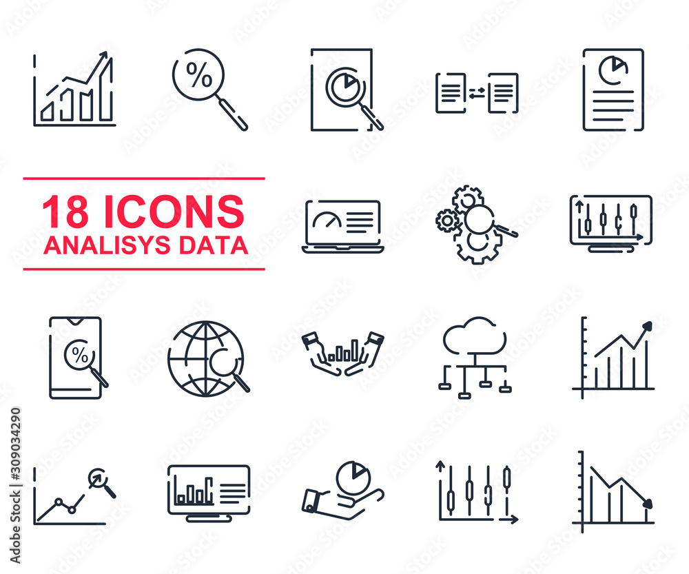 Poster Data Analysis set icon template color editable. Data Analysis pack symbol vector sign isolated on white background icons vector illustration for graphic and web design.