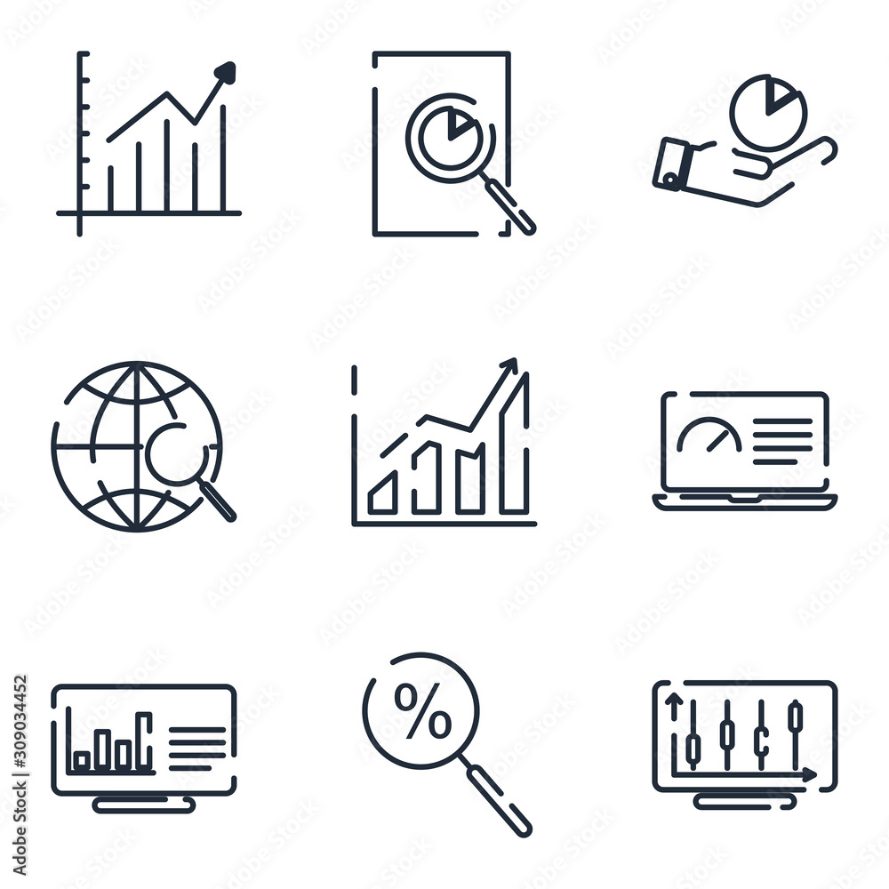 Poster Data Analysis set icon template color editable. Data Analysis pack symbol vector sign isolated on white background icons vector illustration for graphic and web design.