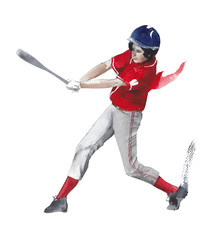 Baseball junior player sport activity watercolor painting illustration isolated on white background - 309034861