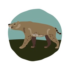 Prehistoric animals ice age vector on white background tiger collected