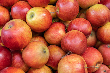 Fresh Red Yellow Apples at Street Market