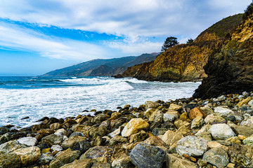 Fototapeta na wymiar A rocky beach on the California coast