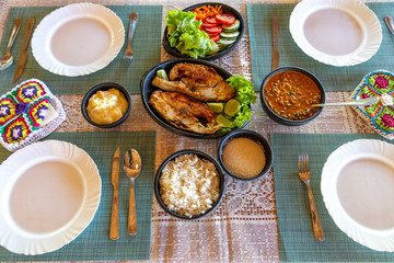 beach lunch on the table