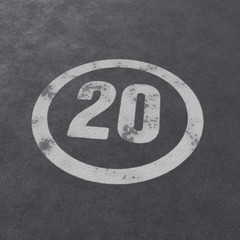 Fototapeta premium 20 speed limit. Sign painted on asphalt. 3d illustration