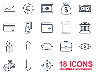 Fototapeta premium business, marketing, office set icon template color editable. business marketing pack symbol vector sign isolated on white background icons vector illustration for graphic and web design.