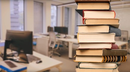 Collection of old books  on background