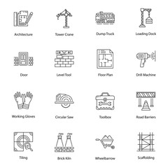 Construction Tools Line Icons Pack 