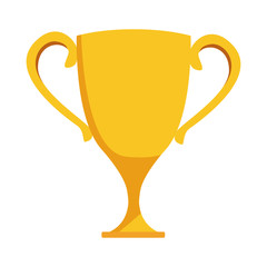 yellow trophy cup icon, flat design