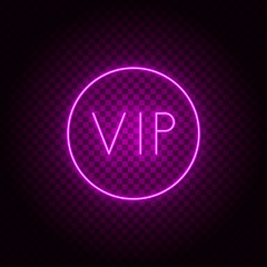 Vip vector icon. Element of simple icon for websites, web design, mobile app, info graphics. Pink color. Neon vector on dark background