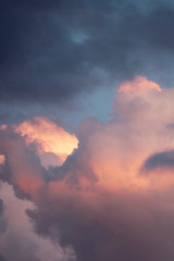 Clouds in the sky with pink shades
