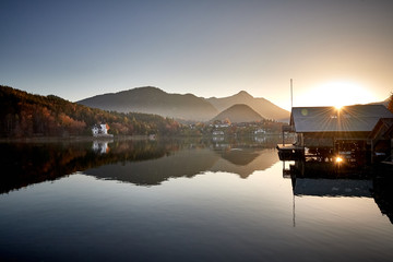 Sunset at lake Grundlsee