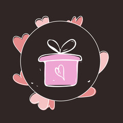 Valentine gift box icon on gray backgroundVector illustration
