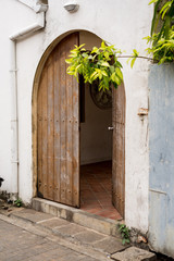 Fototapeta na wymiar Wooden door into southern house
