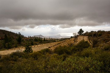 terraces on the slope of the mountains