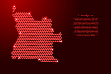 Angola map from 3D red cubes isometric abstract concept, square pattern, angular geometric shape, for banner, poster. Vector illustration.