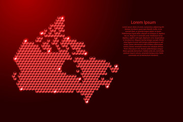 Canada map from 3D red cubes isometric abstract concept, square pattern, angular geometric shape, for banner, poster. Vector illustration.