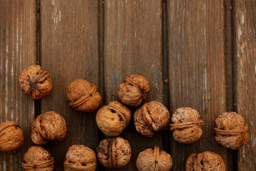 walnuts on wooden background