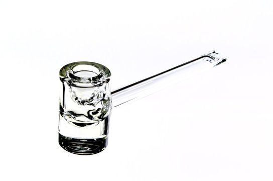 Clear glass pipe accessories for smoking on white background