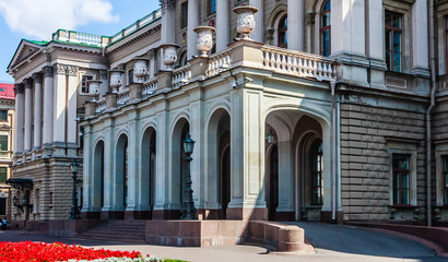 Fragment of Mariinsky Palace, also known as Marie Palace (1844), Neoclassical imperial palace on St Isaac's Square