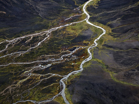 Water lightning. The aerial shot was taken in Iceland from a Cessna plane